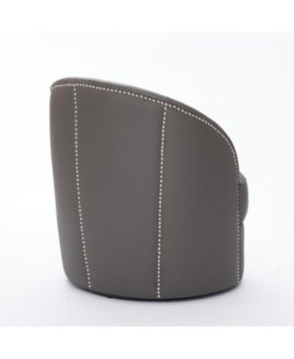 Streamdale Gray Leather Swivel Chair, Mid-Century Modern Lounge Chair