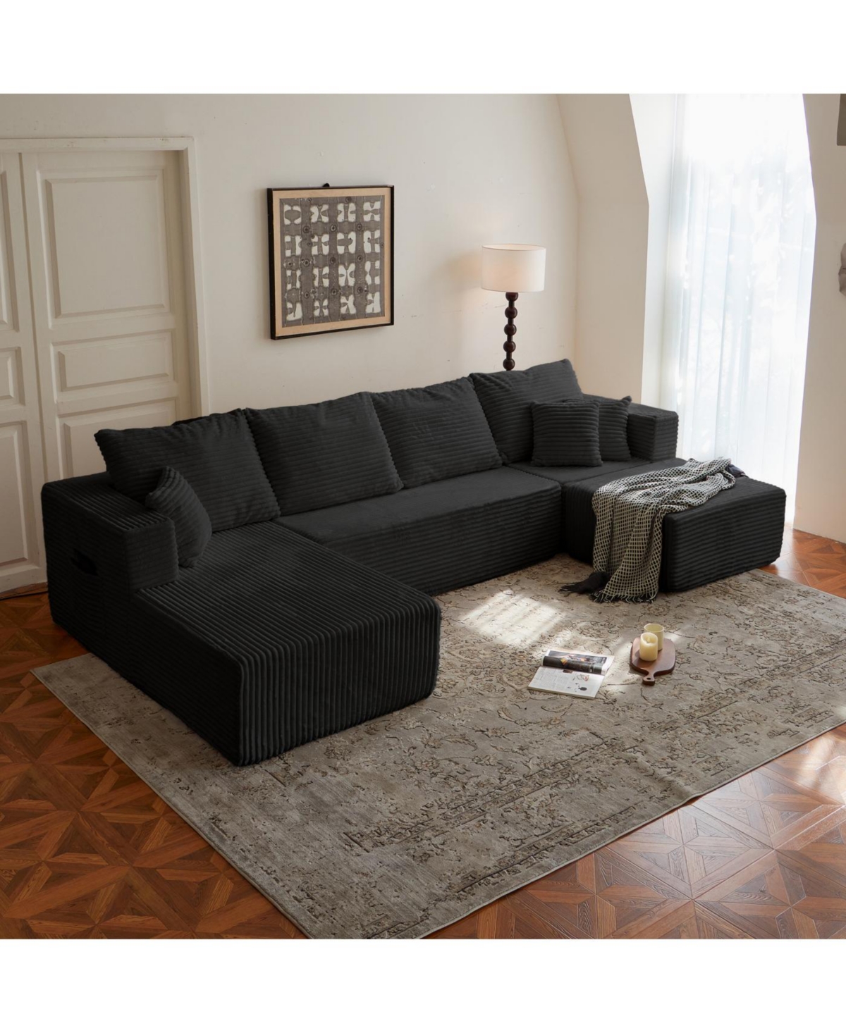 Streamdale Cloud Modular Sectional Sofa with Ottoman, Modern U Shaped Couch