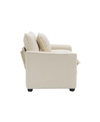 Streamdale Light Beige Corduroy Accent Chair with Pillow for Living Room/Bedroom