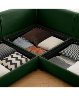 Streamdale Modern 6-Piece Modular Sectional Sofa with Storage - Soft Green Chenille