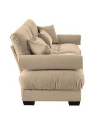 Streamdale Camel Velvet Two-Seater Sofa with Pillows