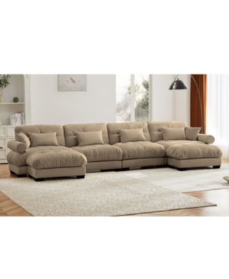 Streamdale U-Shaped Sectional Sofa Cloud Couch with Movable Ottomans, Convertible 4 Seater