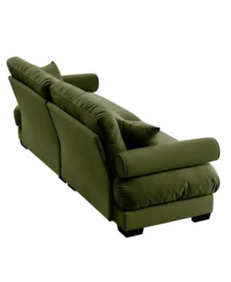 Streamdale Modern Two-Seater Velvet Sofa with Pillows, Olive Green