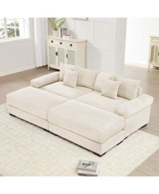 Streamdale Oversized Cloud Modular Sectional Couch with Ottoman, Cream