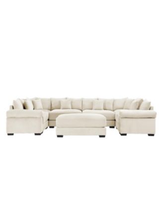 Streamdale Oversized Cloud Modular Sectional Couch with Ottoman, Cream
