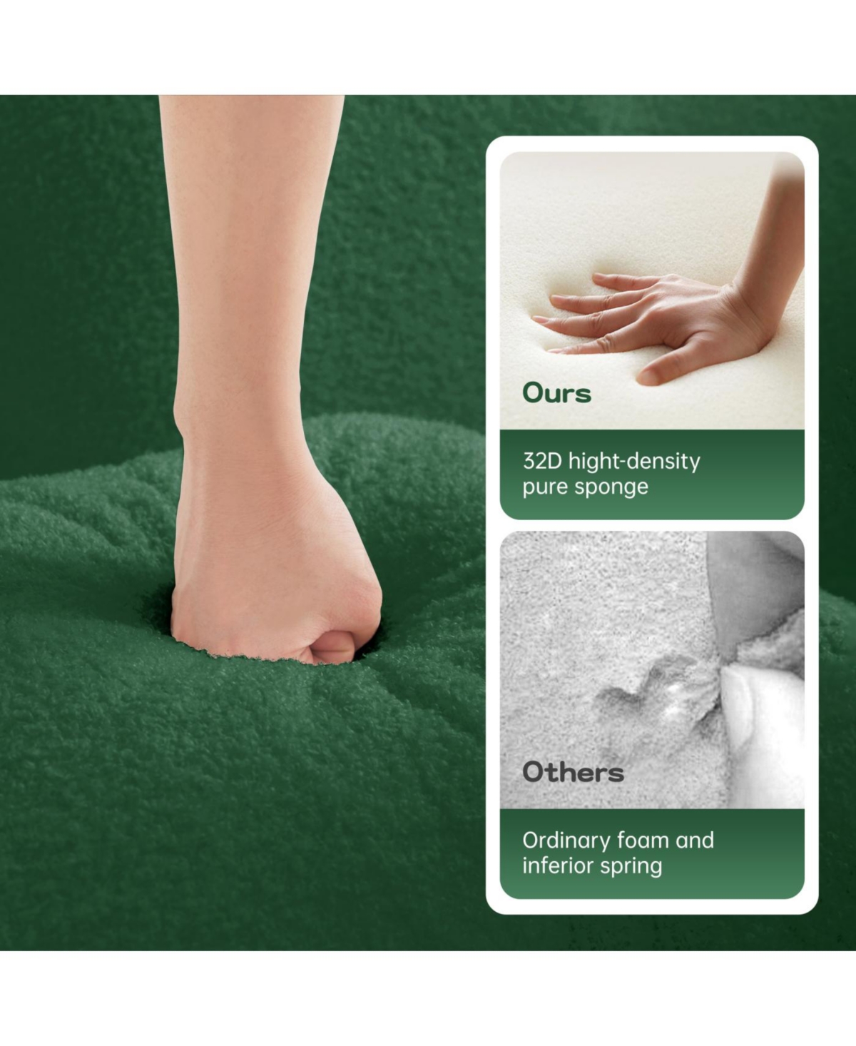 Streamdale Green L-Shaped Teddy Fabric Sofa with Chaise