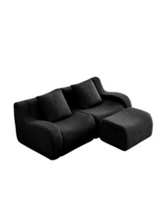  L-Shaped Teddy Fabric 2-Seat Boneless Sofa,
