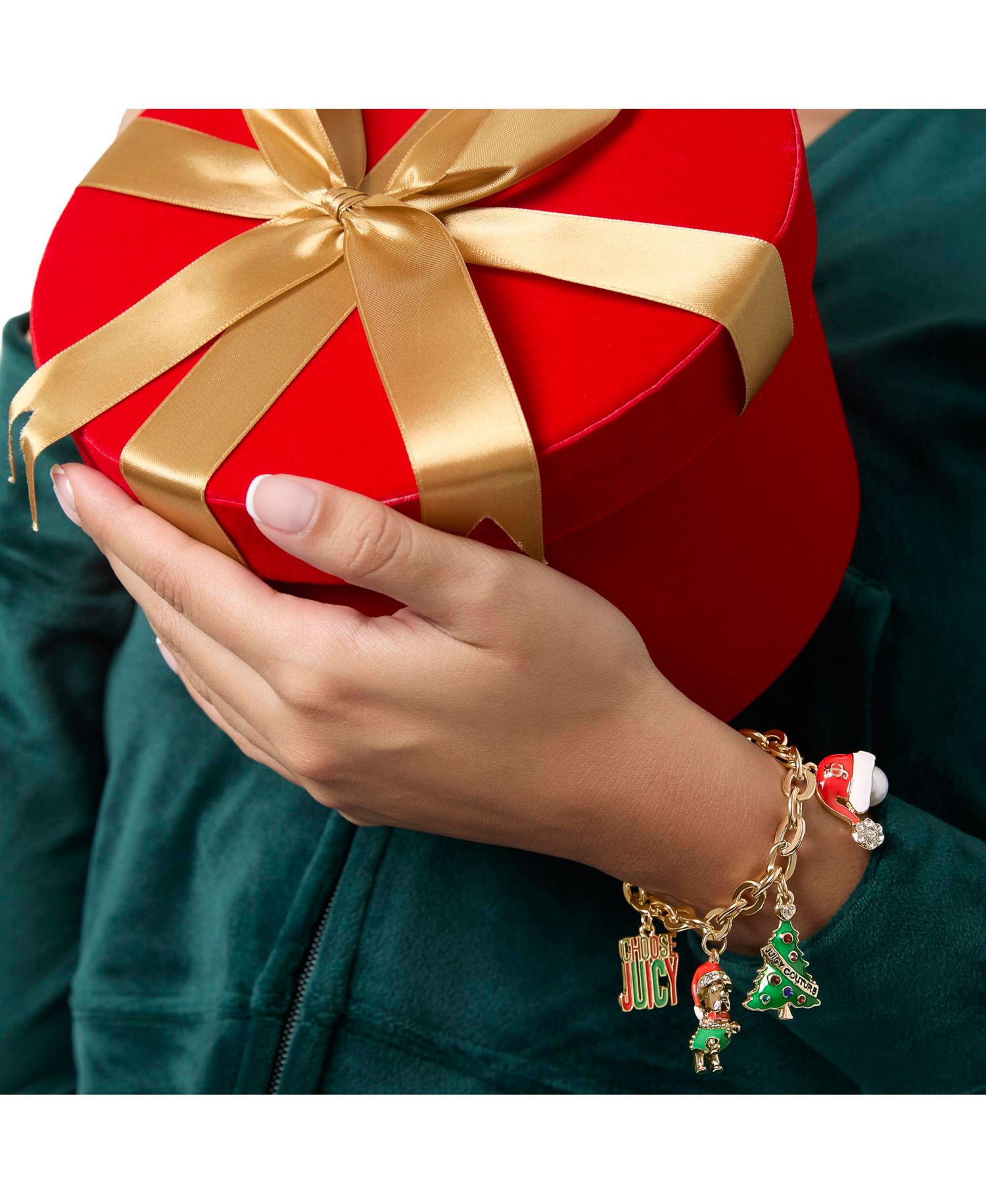 Holiday Charm Bracelet, Gold&acirc;€‘Tone Enamel Christmas Motifs