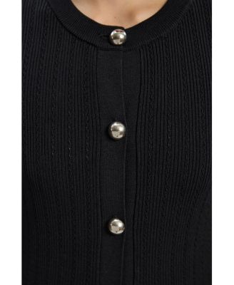 Women's Dome-Button Longline Knitted Cardigan