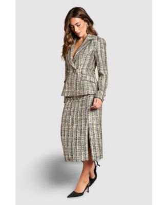 Women's Sequin Tweed Midi Skirt