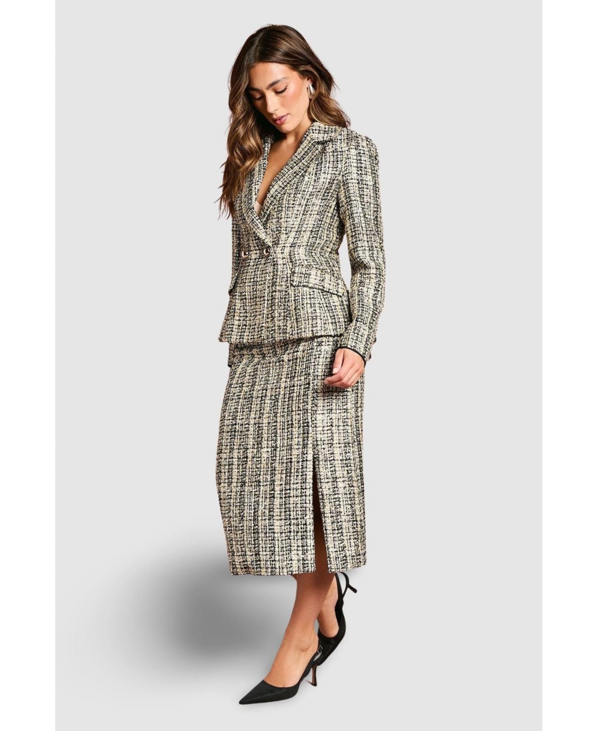 Coast Women's Sequin Tweed Midi Skirt