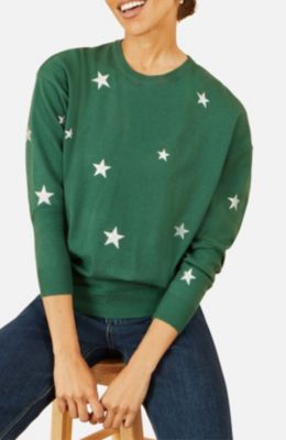 Women's Foil Star Print Relaxed Fit Sweater