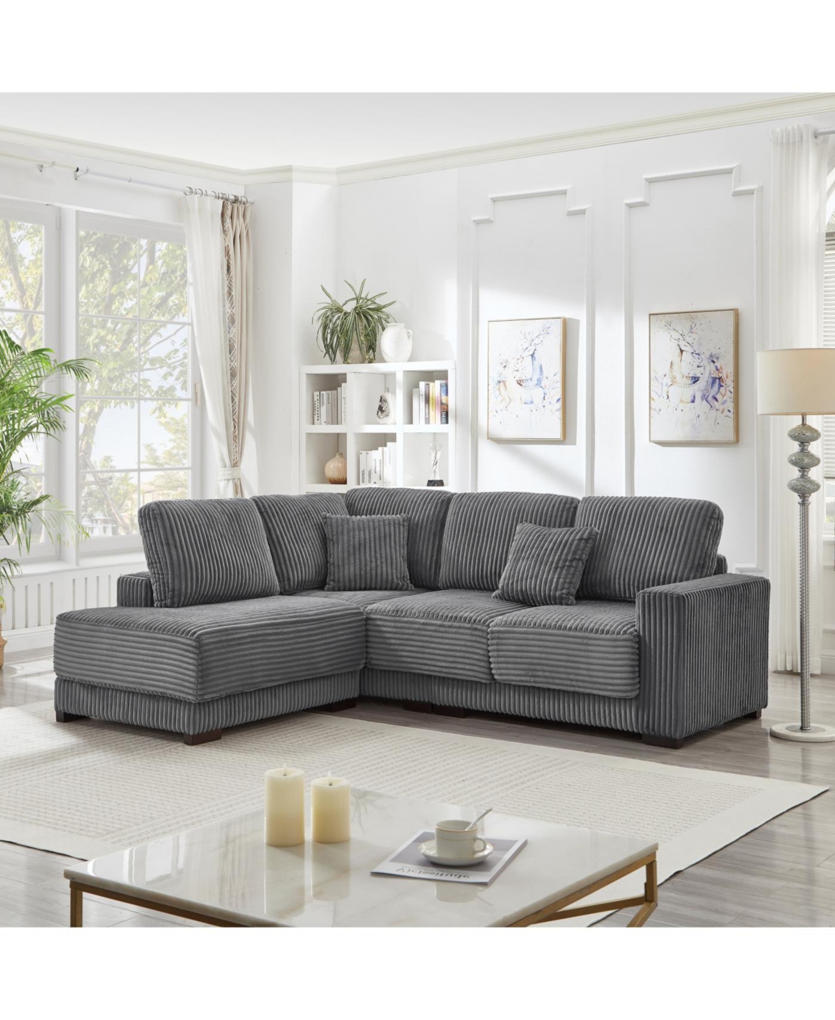 Streamdale Furniture Streamdale 93" L-Shaped Sectional Sofa with Reversible Chaise Lounge (Grey