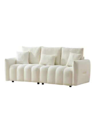 78" Teddy Fabric Sofa with Pillows & Solid Wood Frame