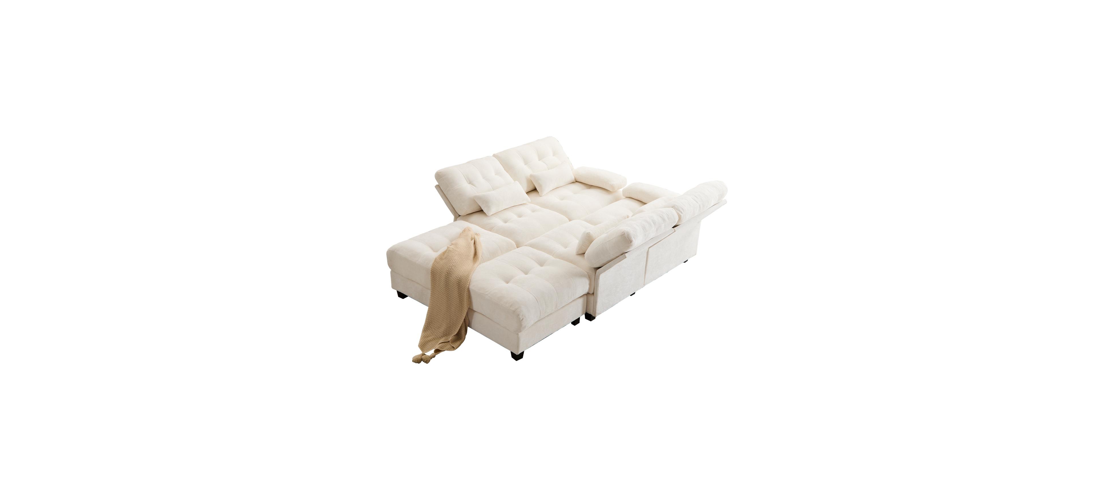Streamdale Furniture Streamdale 119" 4-Seater Sofa w/ 2 Ottomans, Adj. Backrest, 350lb/Seat, Chenille