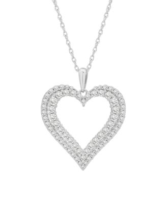 Heart Diamond Pendant Necklace (1 ct. t.w.) in 14k White Gold