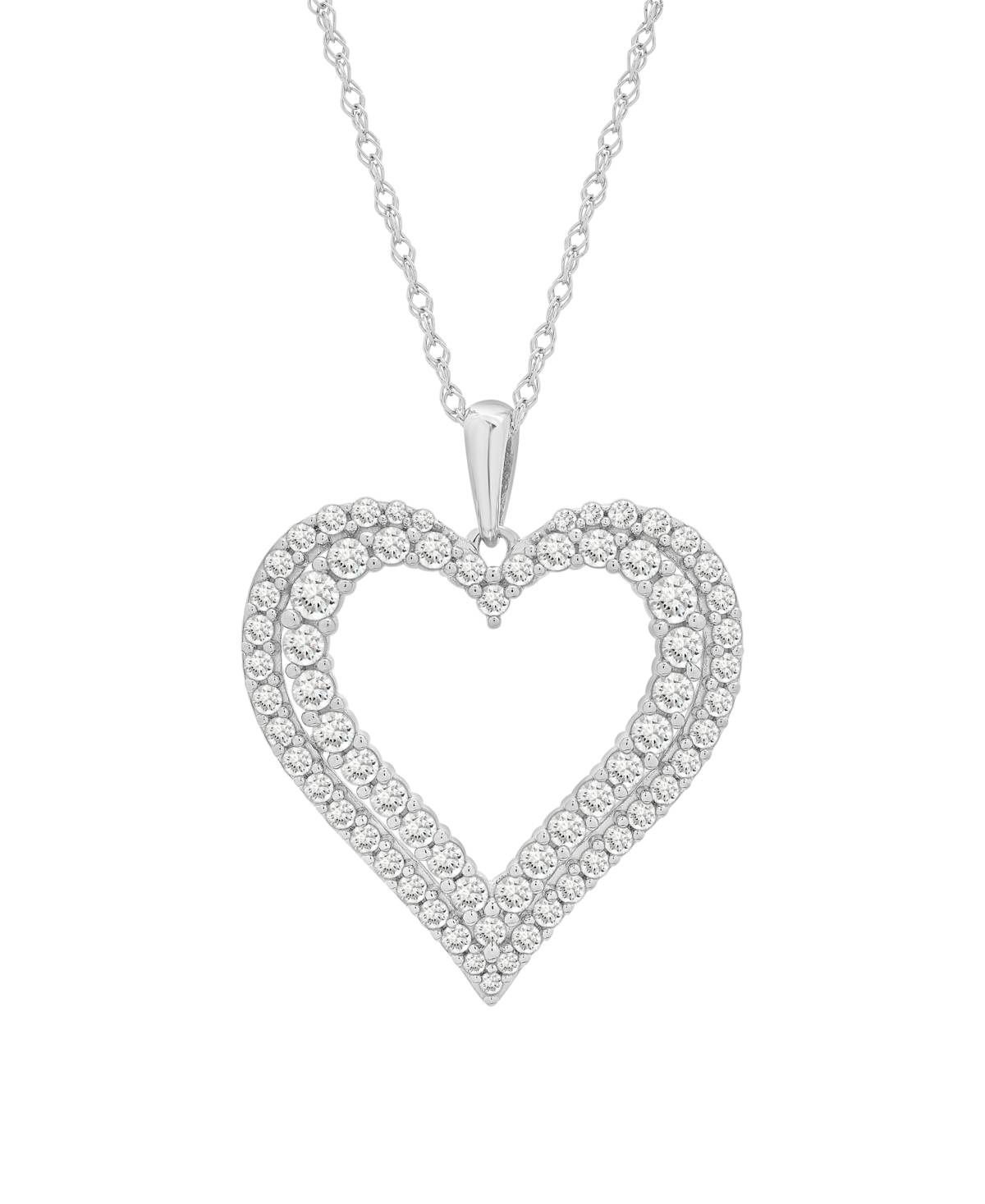 Macy's Heart Diamond Pendant Necklace (1 ct. t.w.) in 14K White Gold - White Gold