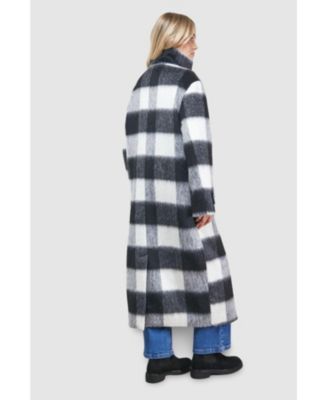 Women's Brushed Check Funnel Neck Coat