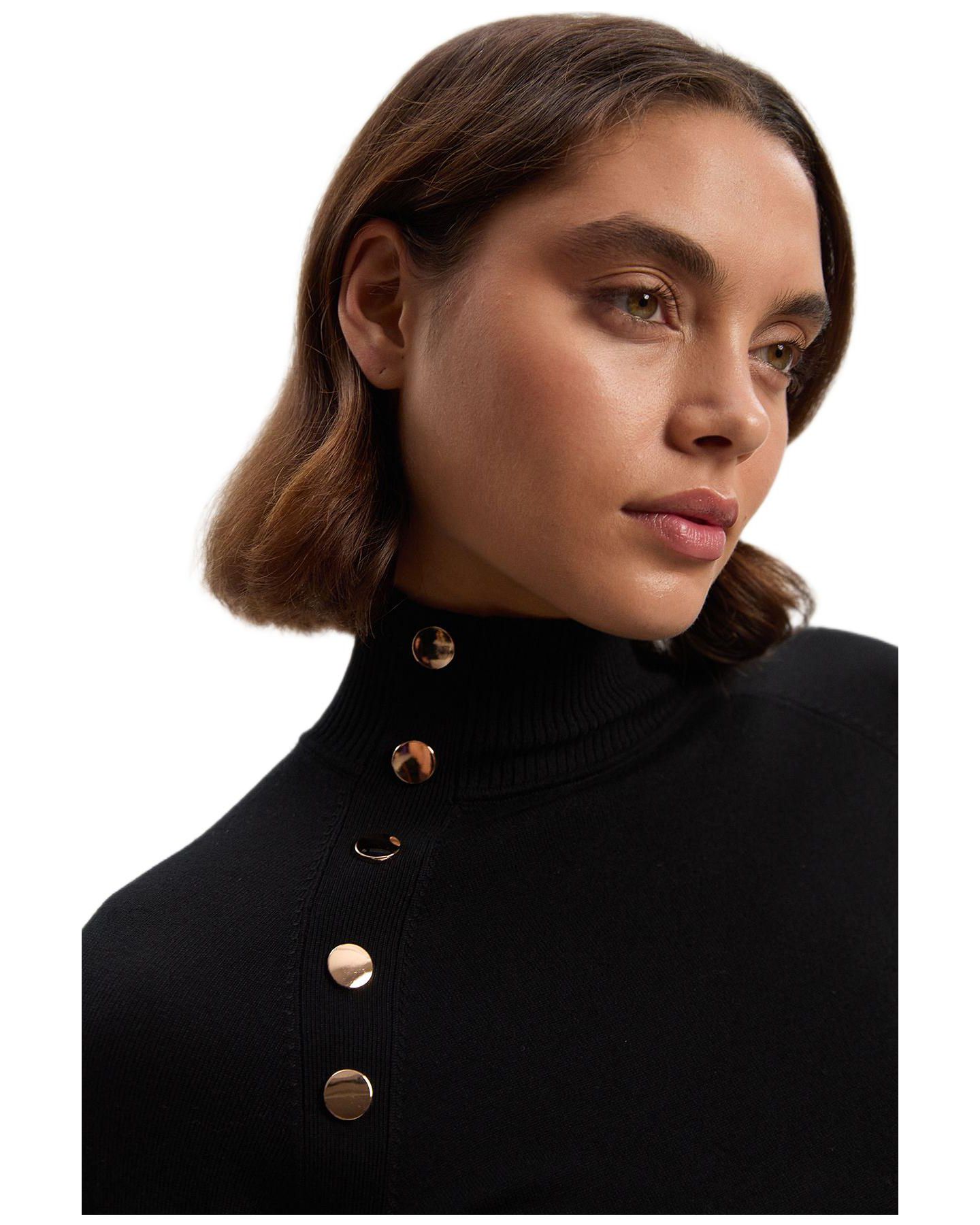Женское платье Karen Millen Viscose Blend Popper Knit Mini, цвет: Чёрный — фото 2