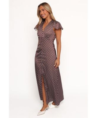 Women's Dean Maxi Dress - Brown Polka Dot XS