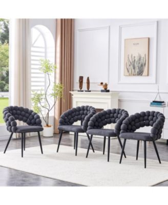 Streamdale Set of 2 Gray Velvet Dining Chairs with Black Legs