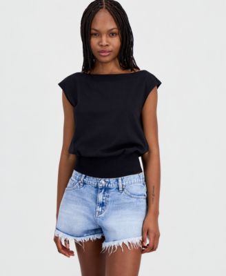 Juniors' Banded-Hem Boat-Neck Top  