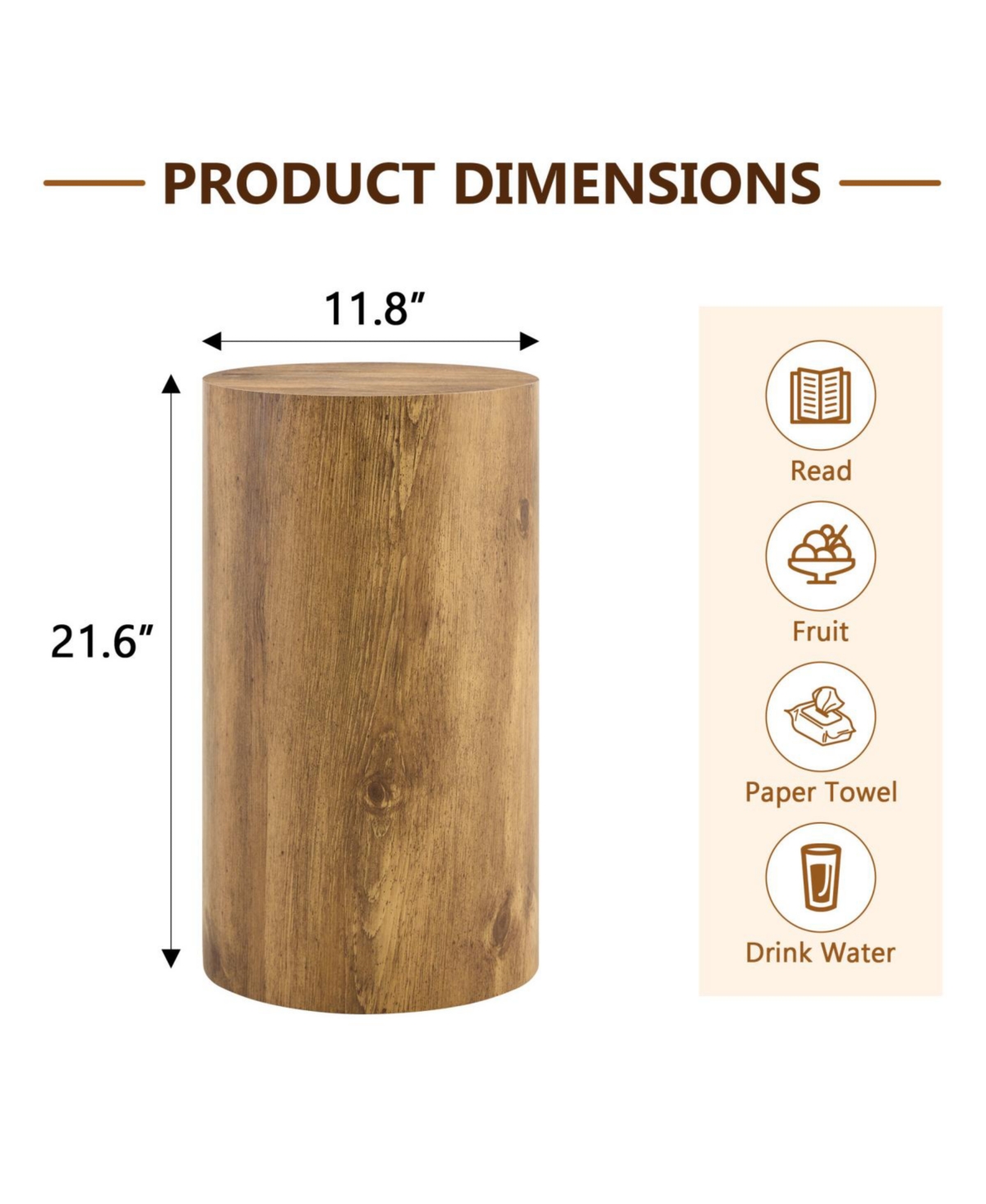 Streamdale Simple wood grain coffee table, 11.8" D x 21.6" H, Mdf, industrial style.