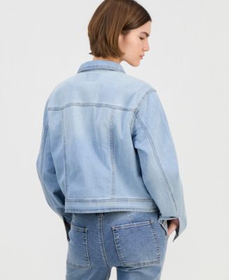 Juniors' Long-Sleeve Denim Trucker Jacket