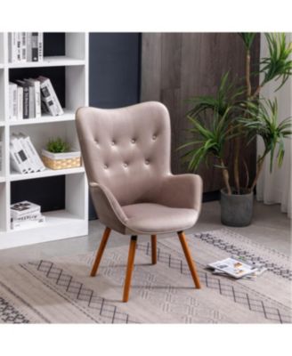 Streamdale Contemporary Silky Velvet Tufted Button Back Chair, Chocolate