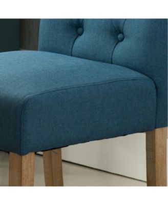 Streamdale Habit Solid Wood Tufted Parsons Dining Chair, Set of 2, Blue