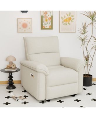 Streamdale Wall Hugger Zero Wall Power Recliner Chair with USB (Beige-gray