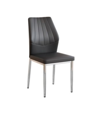 Streamdale Set of 6 Black & Silver Dining Chairs, 37" High, Ergonomic PU Backrest