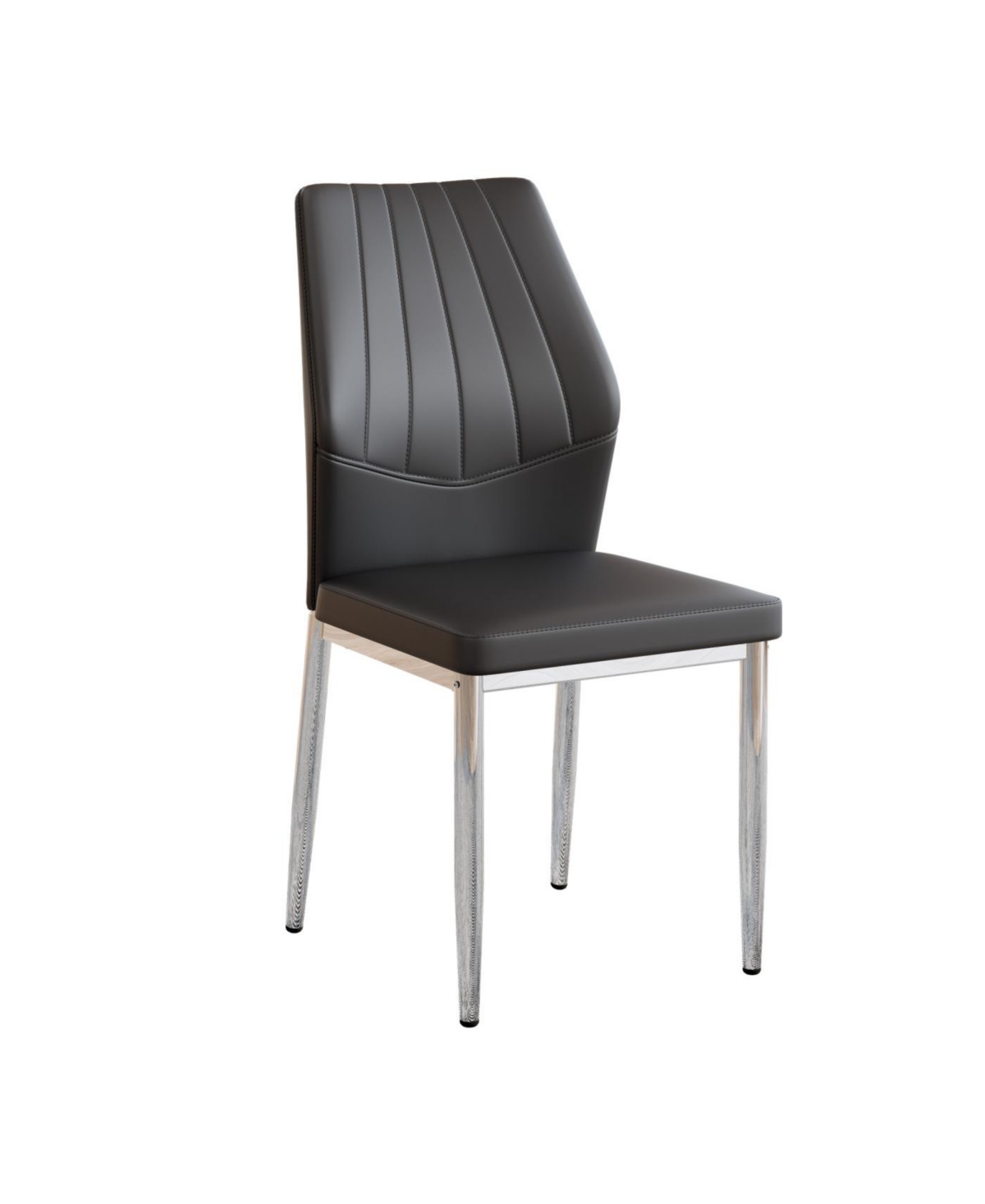 Streamdale Set of 6 Black & Silver Dining Chairs, 37" High, Ergonomic Pu Backrest