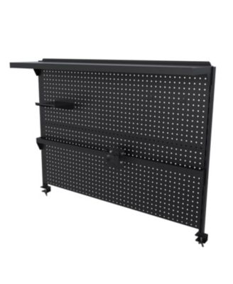 Desk Pegboard with Monitor Stand, 43x35 Inch Organizer, Black