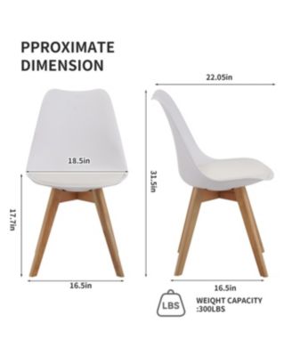 Streamdale Set of 4 White Medieval Modern Dining Chairs with Wooden Legs