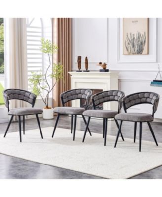 Streamdale Set of 2 Gray Velvet Dining Chairs with Black Legs