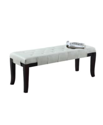 Streamdale Linon Tufted Bench, Faux Leather, White