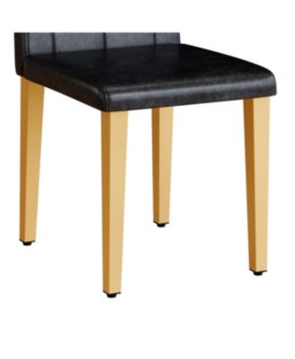 Streamdale 4-pack black PU ergonomic dining chairs with golden metal legs