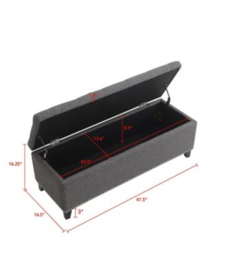 Streamdale 47.5" Storage Ottoman Bench with Safety Hinge, Button-Tufted, Supports 500lbs - Dark Grey