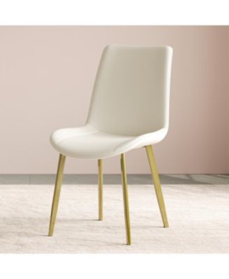 Streamdale Dining Chairs Set of 4, Modern PU Leather Metal Dining Chairs - White