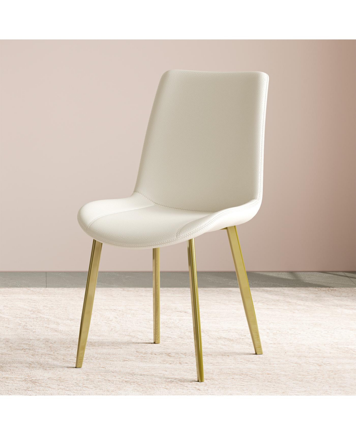 Streamdale Dining Chairs Set of 4, Modern Pu Leather Metal Dining Chairs - White