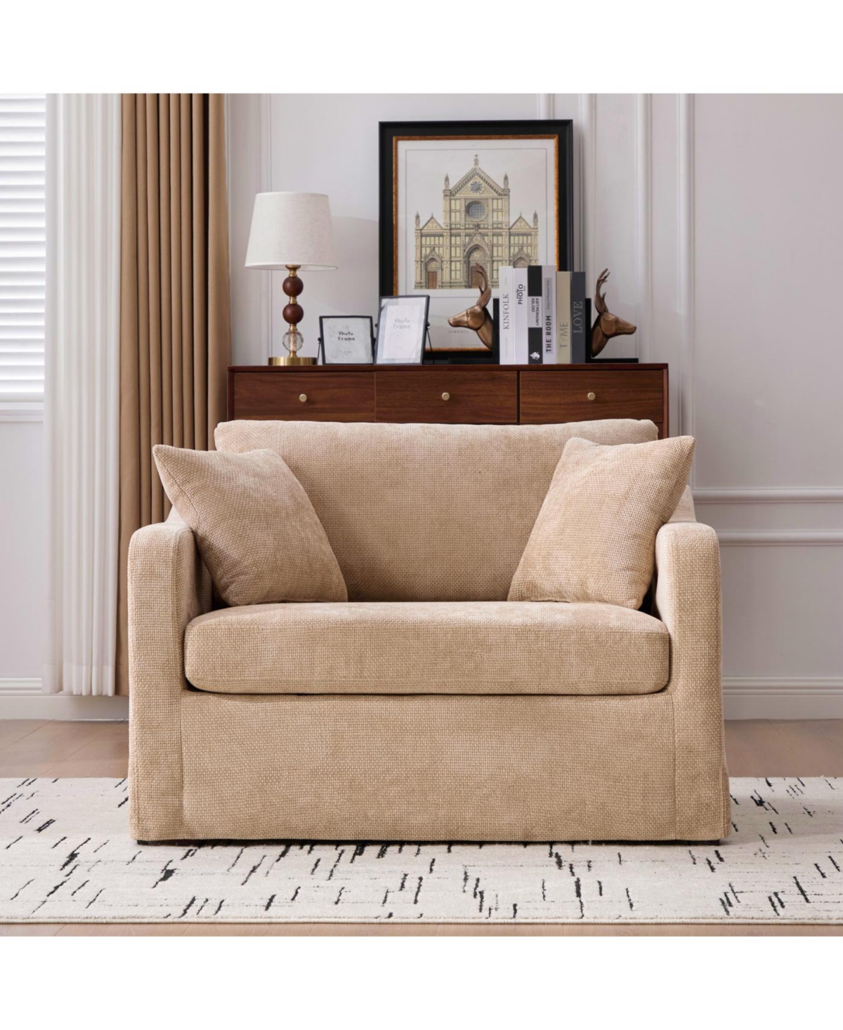 Streamdale Furniture Modern Farmhouse Performance Accent Chair with Black Metal Legs, Wheat