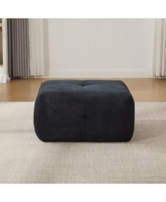 Streamdale Modular Cloud Armless Chair with Ottoman Set, Modern Deep Seat Single Sofa Lounger with Footstool, Charcoal