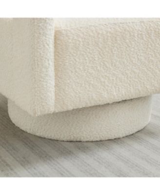  Beige Swivel Accent Chair, Modern Rotating Arm Chair with Open Back