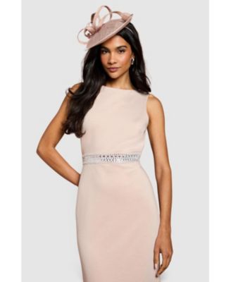 Women's Embellished Waist Ponte Midi Dress