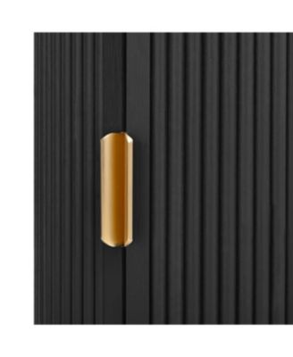 Streamdale Mid-Century Coffee Table Set with Sliding Tambour Door, Black