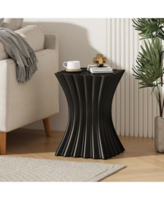 Streamdale Outdoor Side Table, Wave Design End Table, Black