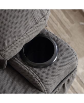 Heated Grey Swinging Recliner Massage Sofa with USB & Cup Holders