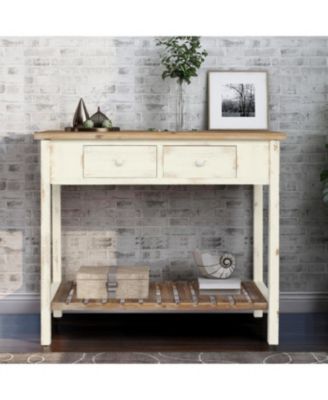 Streamdale Vintage Two-Drawer Console Table with Open Shelf