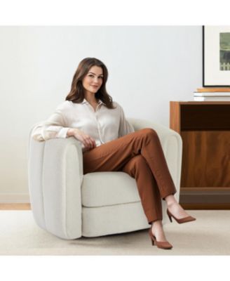 Swivel Accent Barrel Chair, Modern Upholstered Armchair for Living Room